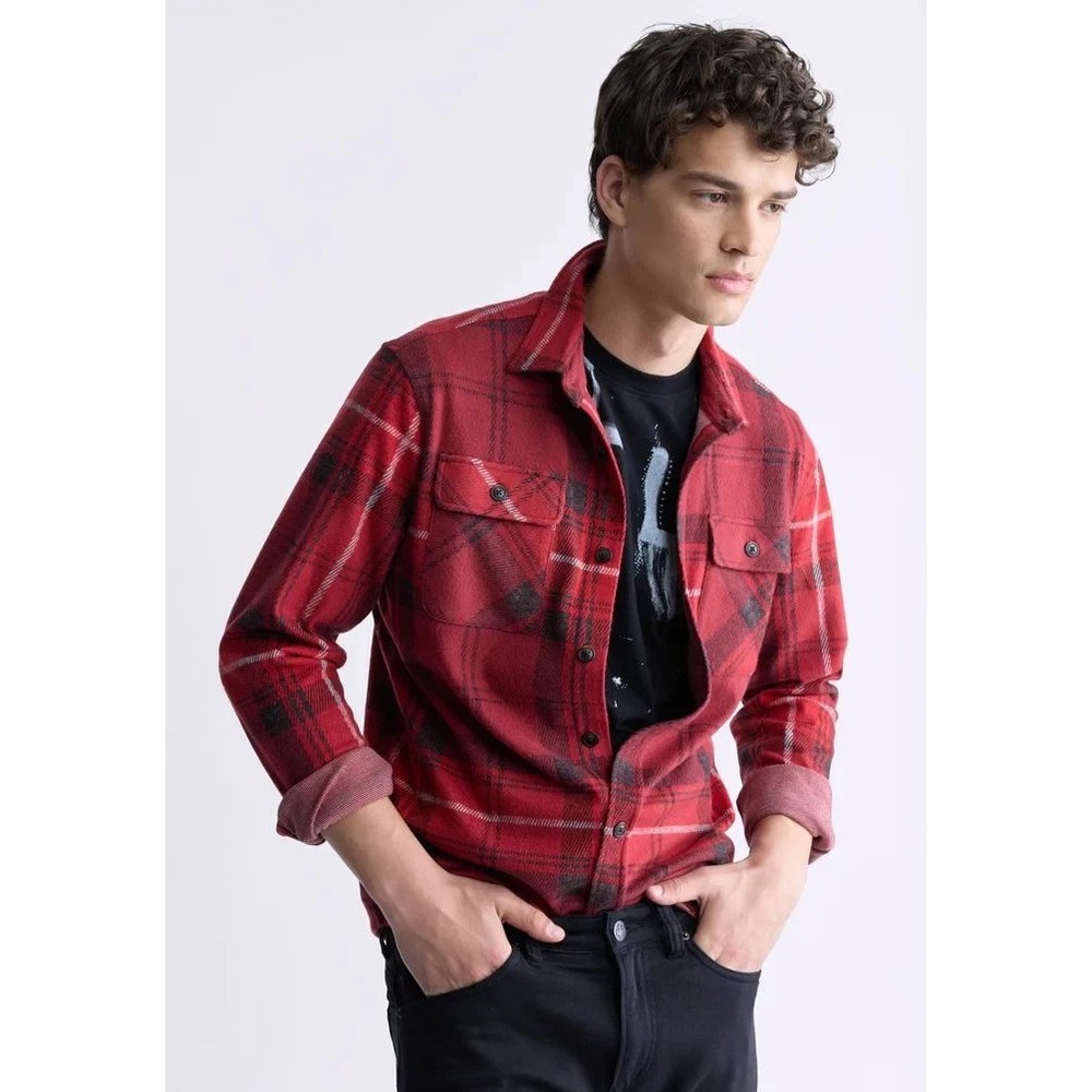 Buffalo David Bitton Samme Plaid Flannel Shirt Mens XXL Cranberry Red New